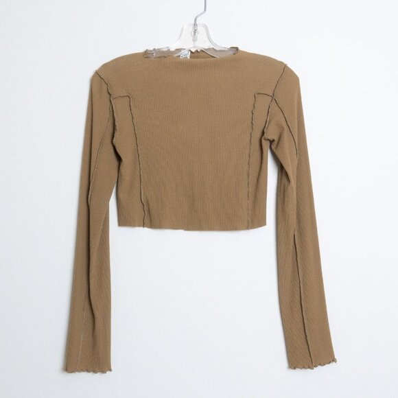 Baserange Omato Long Sleeve Jade Brown XL *Altered Cropped - Picture 2 of 10